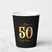 50 und Fabulous gold & schwarz doppelseitig Pappbecher (Rückseite)
