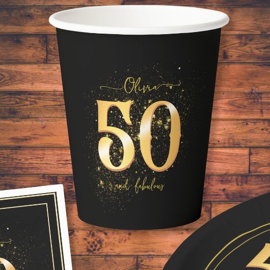 50 und Fabulous gold & schwarz doppelseitig Pappbecher