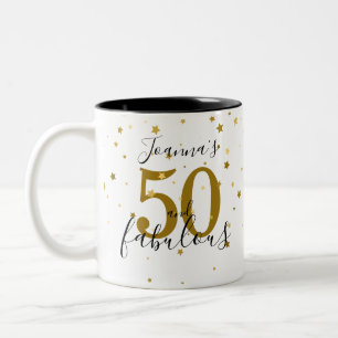 50 und Fabulous Gold und Black Script Geburtstag Zweifarbige Tasse