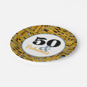 50 und fabulous Golden Kente Party Pappteller (Schrägansicht)