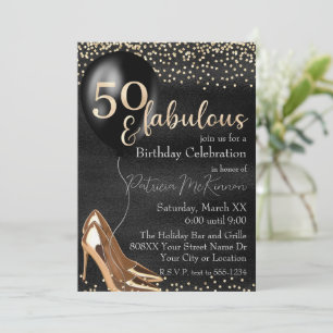 50 und Fabulous Goldene High Heels auf Schwarz Einladung