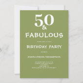 50 und Fabulous Green Geburtstag Einladung (Vorderseite)