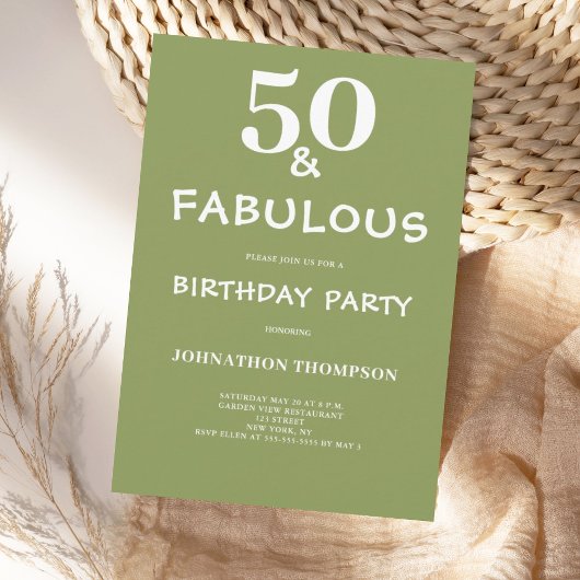 50 und Fabulous Green Geburtstag Einladung