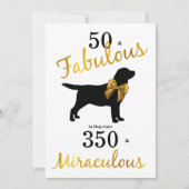 50 und Fabulous - Hunde Jahre - Labrador Black Gol Einladung (Vorderseite)