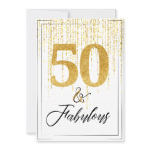 50 und Fabulous in Gold Glitzer Geburtstag