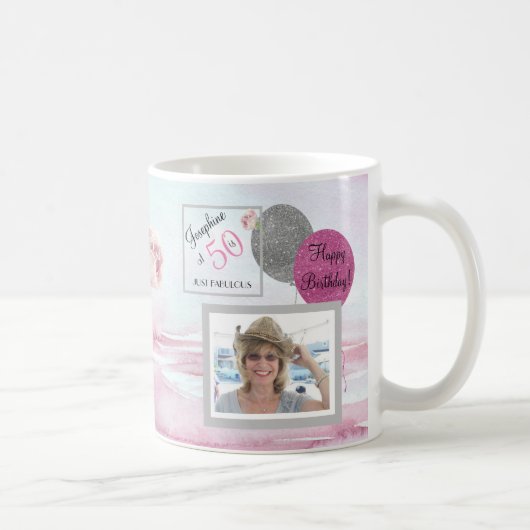 50 und fabulous KEEPSAKE Tasse Foto Pink (Rechts)