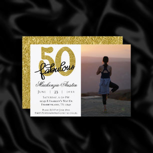 50 und Fabulous Klassisches Gold Schwarz und Wei Einladung