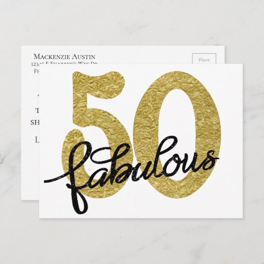 50 und Fabulous | Klassisches Gold Schwarz und Wei Postkarte (Vorne/Hinten)