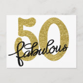 50 und Fabulous | Klassisches Gold Schwarz und Wei Postkarte (Vorderseite)