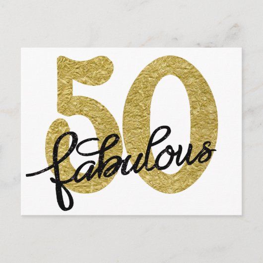 50 und Fabulous | Klassisches Gold Schwarz und Wei Postkarte (Vorderseite)