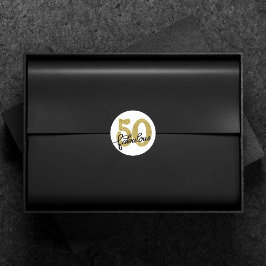 50 und Fabulous | Klassisches Gold Schwarz und Wei Runder Aufkleber