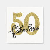 50 und Fabulous | Klassisches Gold Schwarz und Wei Serviette (Vorderseite)