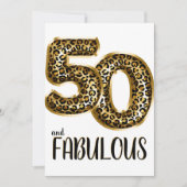 50 und Fabulous Leopard Foil Ballon Foto Einladung (Vorderseite)