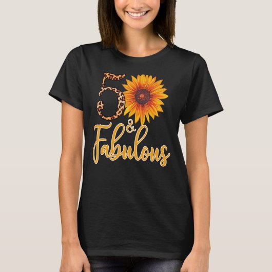 50 und Fabulous Leopard Sonnenblume für Frauen 50. T-Shirt (Vorderseite)