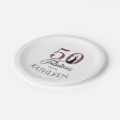 50 und Fabulous Lila Glitzer Individuelle Name Pappteller (Schrägansicht)