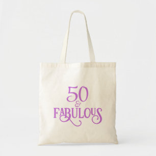 50 und Fabulous Lila Typografie Tragetasche