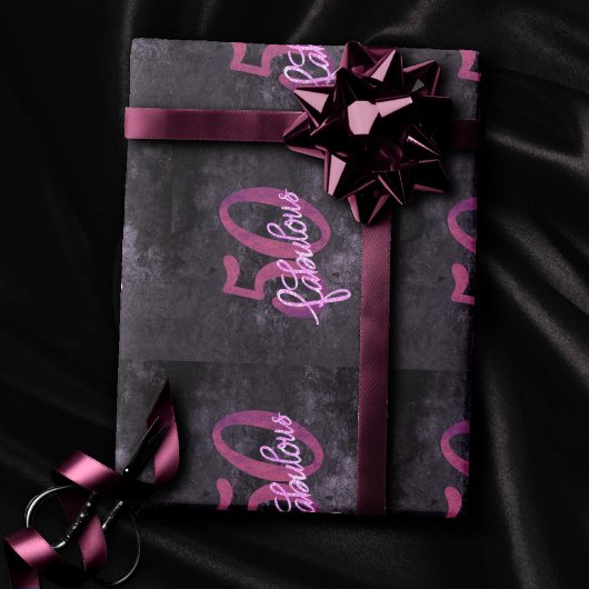 50 und Fabulous | Lila und rosa Grunge Geschenkpapier