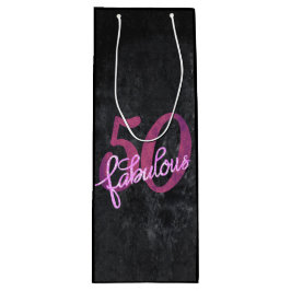 50 und Fabulous | Lila und rosa Grunge Geschenktüte Für Weinflaschen