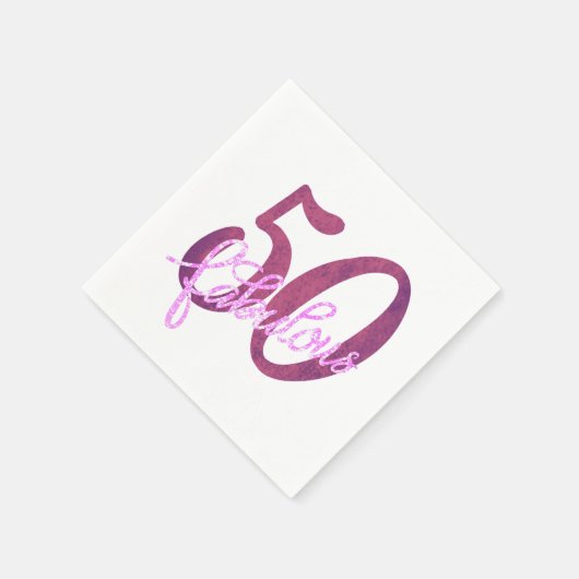 50 und Fabulous | Lila und rosa Grunge Serviette (Ecke)
