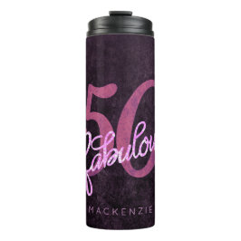 50 und Fabulous | Lila und rosa Grunge Thermosbecher