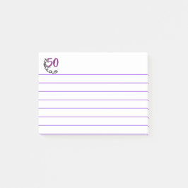 "50 und Fabulous" | Lila und schwarze Typografie Post-it Klebezettel