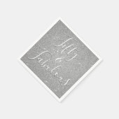 50 und Fabulous Luxury Silver Glitzer Serviette (Ecke)