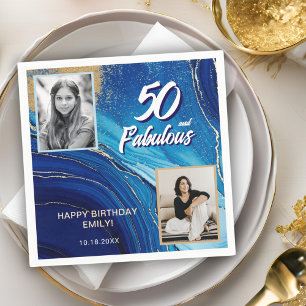 50 und Fabulous Marble Glitzer 2 Foto Geburtstag Serviette