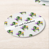 50 und Fabulous Mardi Gras Ballons Runder Pappuntersetzer (Angewinkelt)