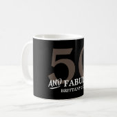50 und Fabulous mit Name Geburtstag Tasse (Vorderseite Links)