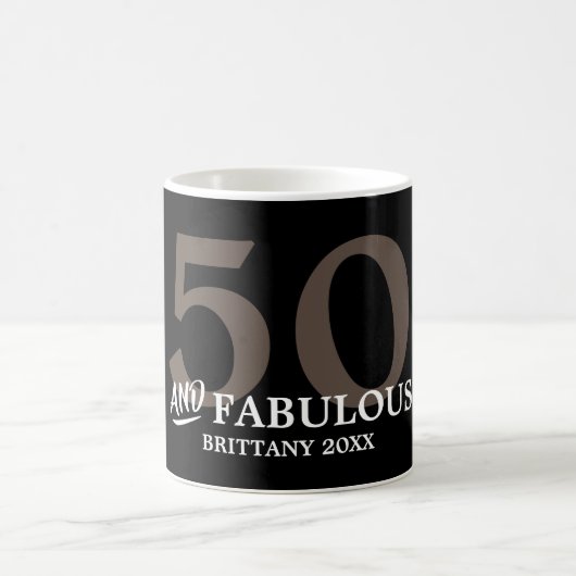 50 und Fabulous mit Name Geburtstag Tasse (Mittel)