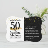 50 und fabulous Modern Bold Funny Birthday Party Einladung (Stehend Vorderseite)