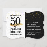 50 und fabulous Modern Bold Funny Birthday Party Einladung<br><div class="desc">Eine lustige 50. Geburtstagsfeier für das FABULOUS Geburtstagsmädchen mit fett-moderner Schwarz-Weiß-Typografie und nur ein kleiner goldener Glitzer für ein schlichtes Farbblockdesign. Alle Farben können geändert werden,  klicken Sie einfach auf "Weiter anpassen" und bearbeiten Sie die Vorlage,  wie Sie möchten.</div>