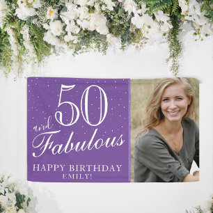 50 und Fabulous Modern Lila 50. Geburtstag Foto Banner
