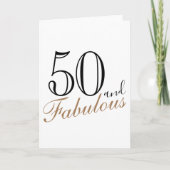 50 und Fabulous Modern Script 50. Geburtstag Karte (Vorderseite)