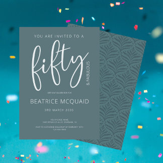 50 und Fabulous Modern Script Geburtstag Einladung