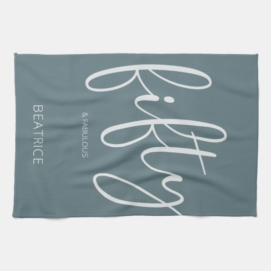 50 und Fabulous Modern Script Geschirrtuch (Horizontal)