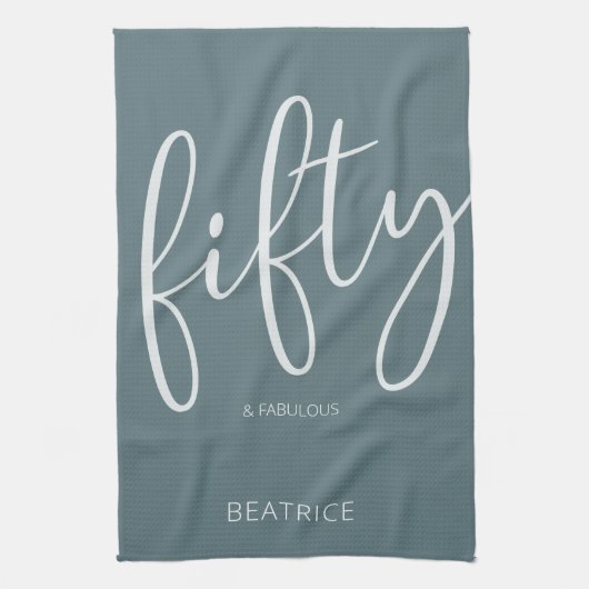 50 und Fabulous Modern Script Geschirrtuch (Vertikal)
