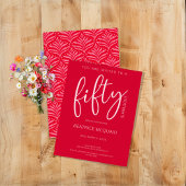 50 und Fabulous Modern Script Red Birthday Einladung