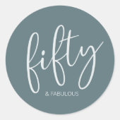 50 und Fabulous Modern Script Runder Aufkleber (Vorderseite)