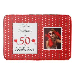 50 und Fabulous Name Foto 50. Geburtstag WH Red Badematte