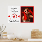 50 und Fabulous Name Grosses Foto Rot 50. Geburtst Poster (Küche)