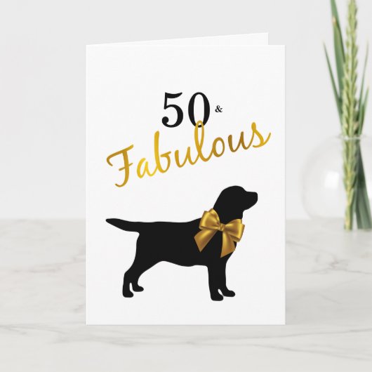 50 und Fabulous - Niedlicher Hund - 50. Geburtstag Karte (Vorderseite)