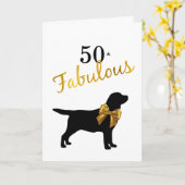 50 und Fabulous - Niedlicher Hund - 50. Geburtstag Karte (Gelbe Blume)