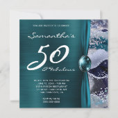 50 und Fabulous Ocean Blue Aquamarin Agate Geburts Einladung (Vorderseite)