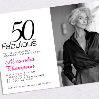 50 und Fabulous Pink 50. Geburtstagsfeier  Einladung