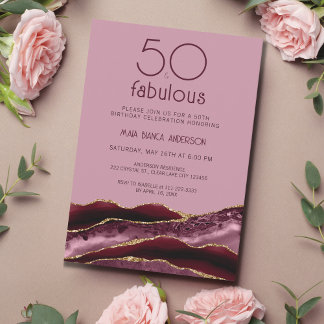 50 und Fabulous Pink Agate 50. Geburtstag Einladung