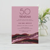50 und Fabulous Pink Agate 50. Geburtstag Einladung (Stehend Vorderseite)