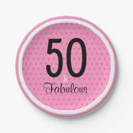 50 und fabulous Pink Black Girly Geburtstag Pappteller