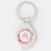 50 und Fabulous Pink Black Glamour Modern Bold Schlüsselanhänger (Vorderseite)