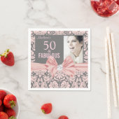 50 und Fabulous pink Damask Diamantbogengeburt Serviette (Beispiel)